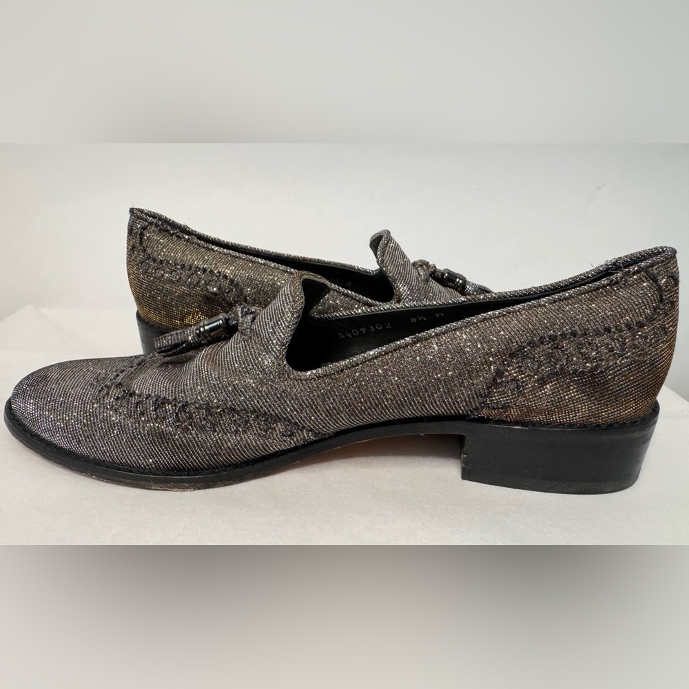 Stuart Weitzman Guy Thing Metallic Lurex Tassel Loafers - Picture 8 of 15